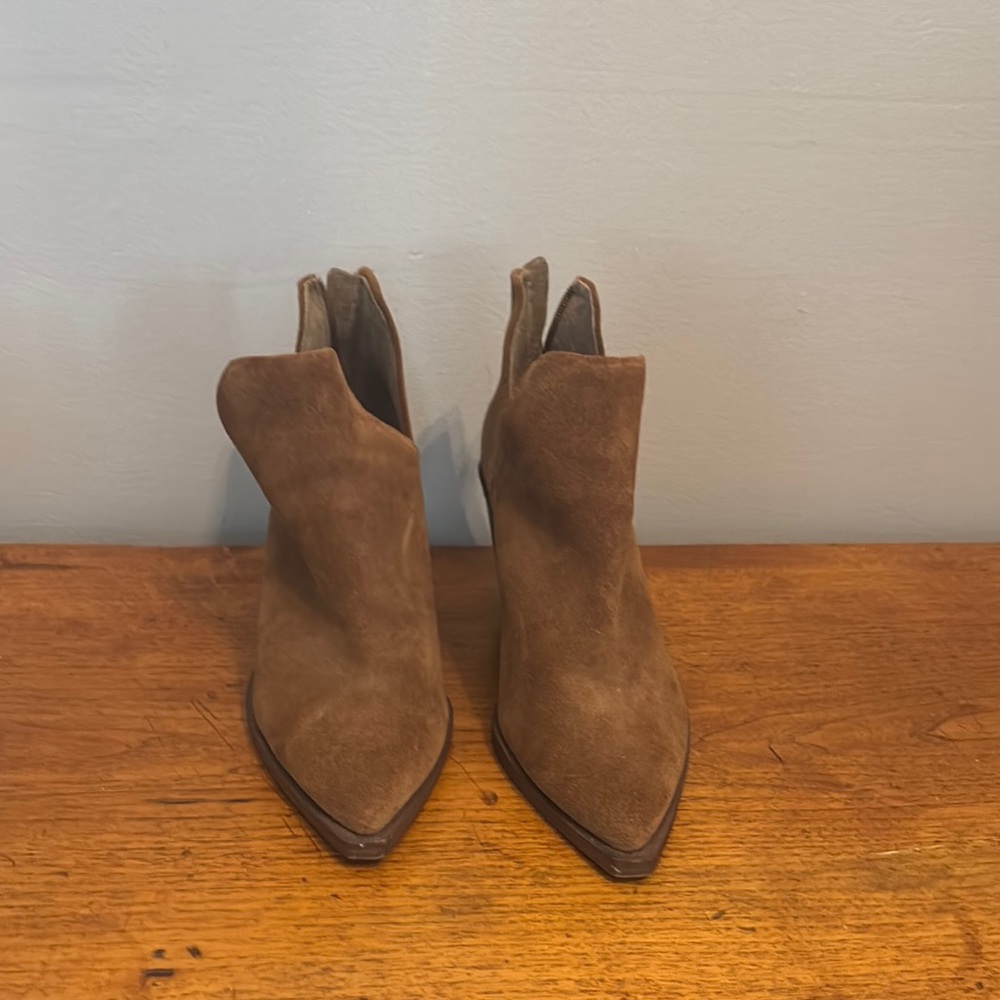 Vince Camuto Brown Ankle Booties with Suede Finish